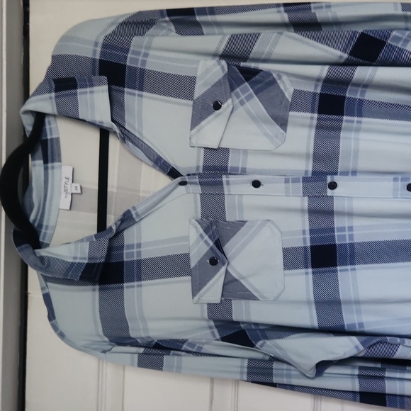 Stretchy Plaid  Long Sleeve Button Up - Picture 2 of 6